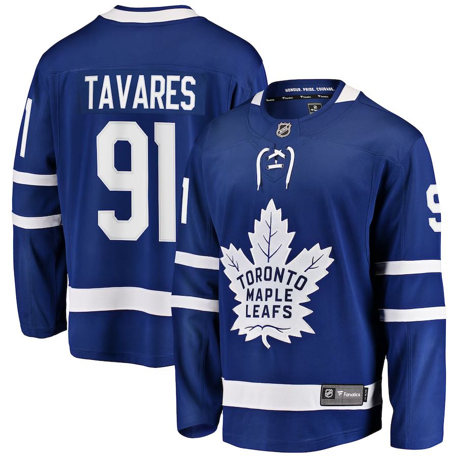 Men Toronto Maple Leafs 91 John Tavares Fanatics Branded Blue Home Premier Breakaway Player NHL Jersey